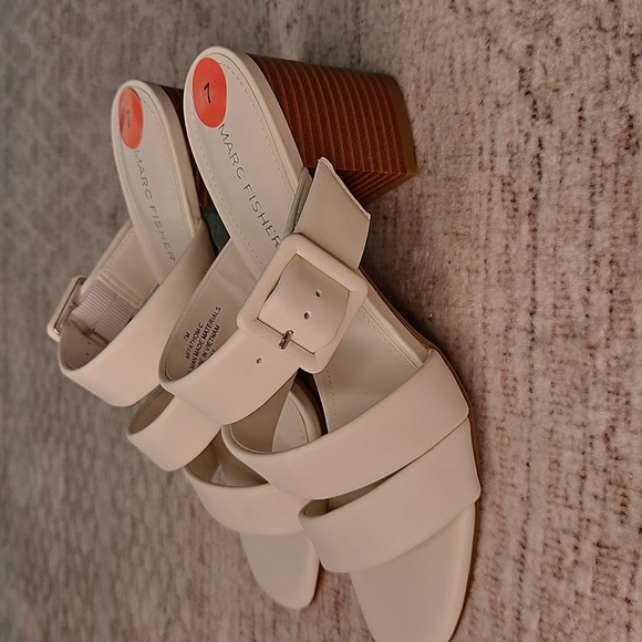 Marc Fisher Fathom Cream Block Heel Sandals - Picture 3 of 6